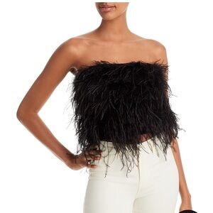 Lucy Paris Black Feather Strapless Top